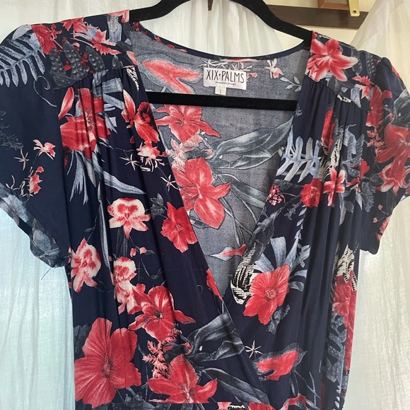 XIX PALMS Navy blue & Red floral maxi - Picture 7 of 8